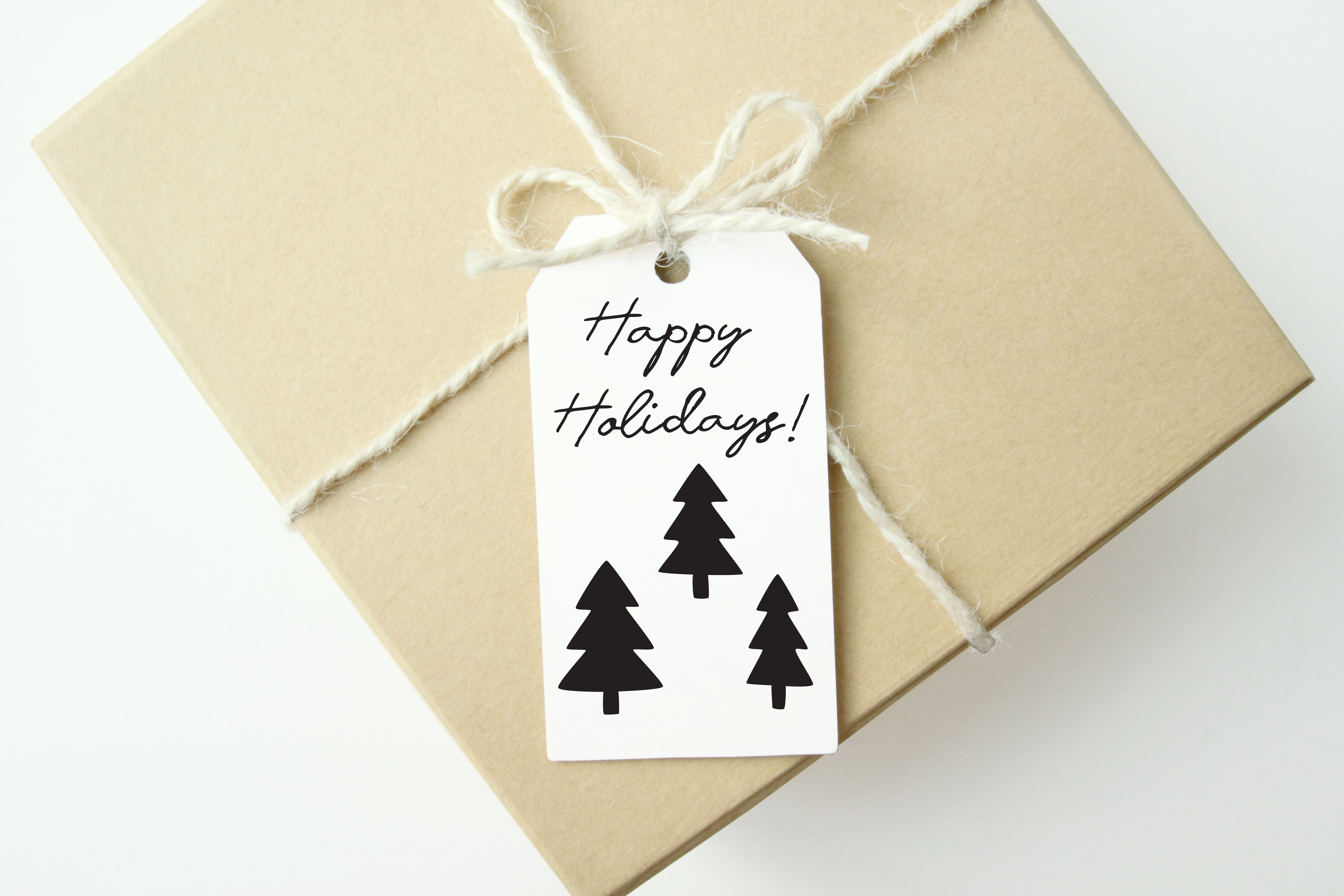 Natural Kraft Happy Holidays Gift Tags