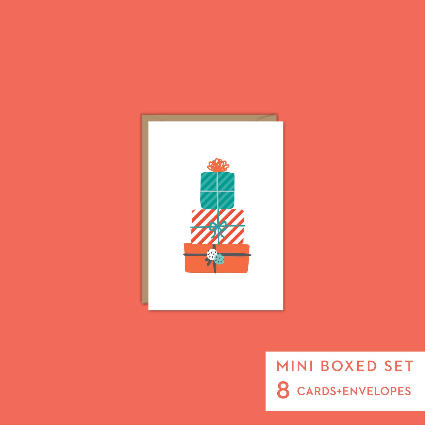 HOLIDAY GIFT BOXES CARDS-Boxed Set of 8 Mini cards