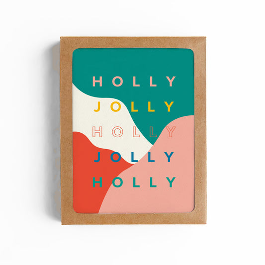 MODERN HOLLY JOLLY CHRISTMAS CARD-BOXED SET OF 6