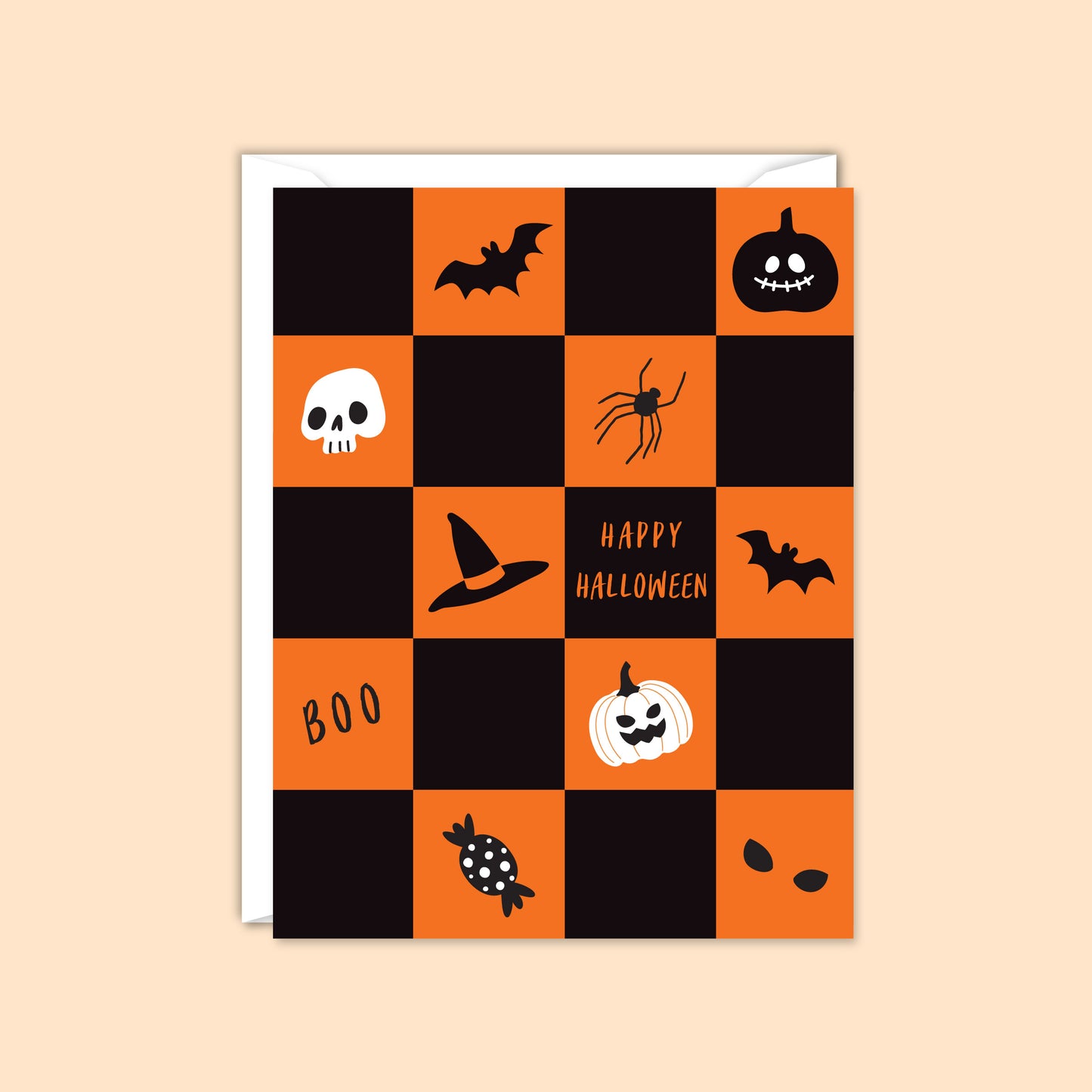 Happy Halloween Checkered Card