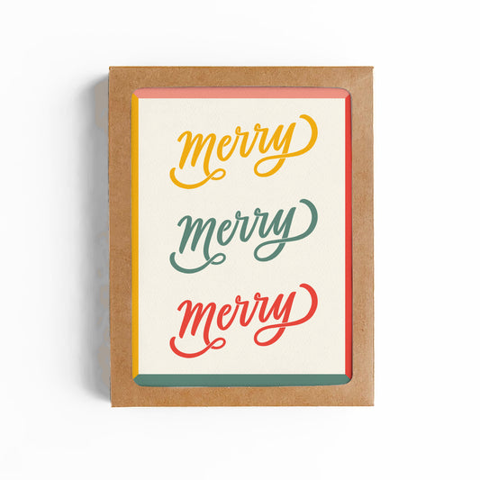 MERRY MERRY RETRO CHRISTMAS CARD-BOXED SET OF 6